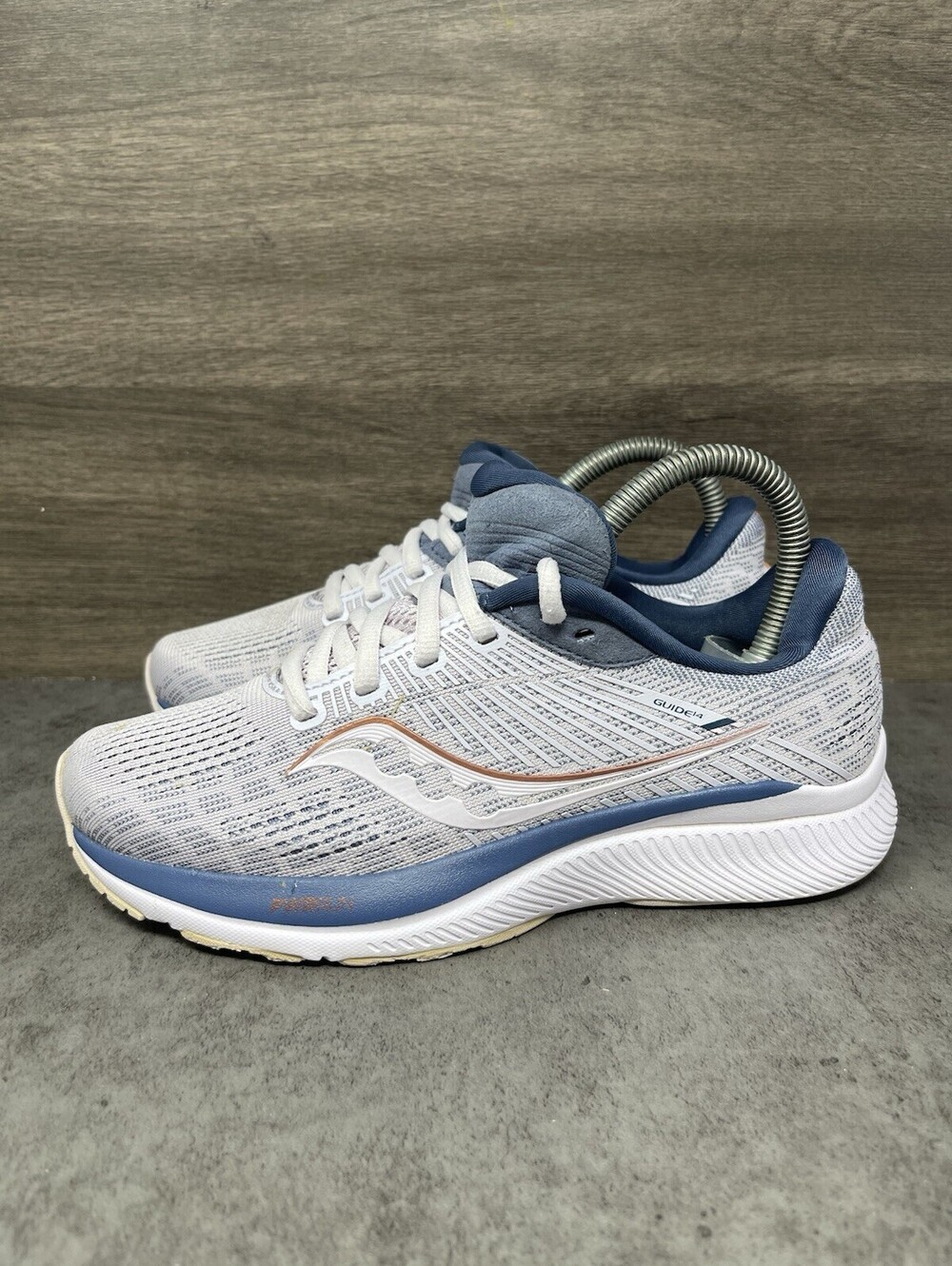 Saucony Guide 14 Womens Size 6 White Blue PWRRUN Stability Running Walking Shoes